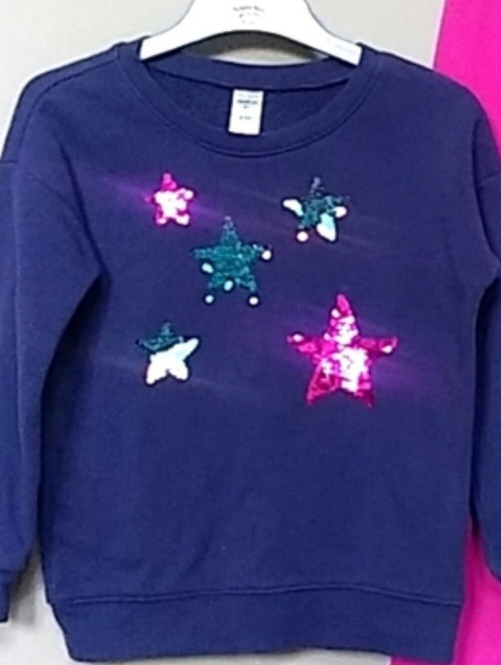 Oshkosh B'gosh Girls' Navy Sequin Star Sweatshirt